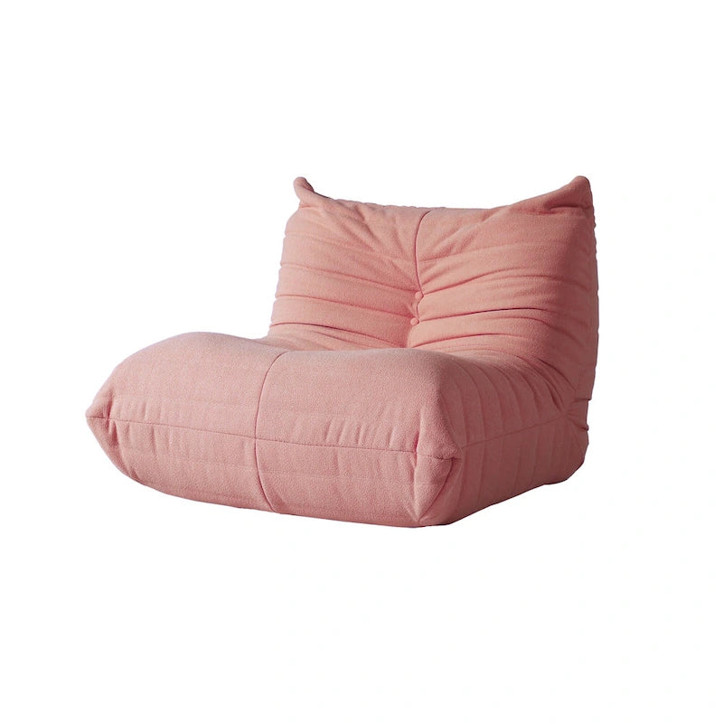 Fauteuil de cheminée, canapé une place, pouf en tissu Teddy
