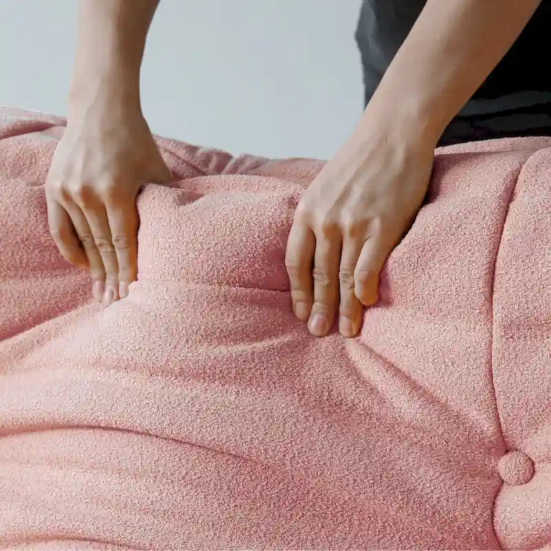 Fauteuil de cheminée, canapé une place, pouf en tissu Teddy