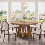 Table de salle à manger ronde pour 4 personnes, table de cuisine de style campagnard de 120 cm, petite table à manger en bois pour salle à manger ou salon