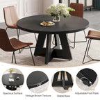 Table de salle à manger ronde pour 4 personnes, table de cuisine de style campagnard de 120 cm, petite table à manger en bois pour salle à manger ou salon