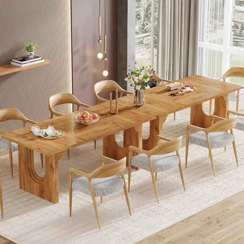 Table de salle à manger rectangulaire 70,89 cm pour 6 à 8 personnes, style moderne et épuré, en bois.