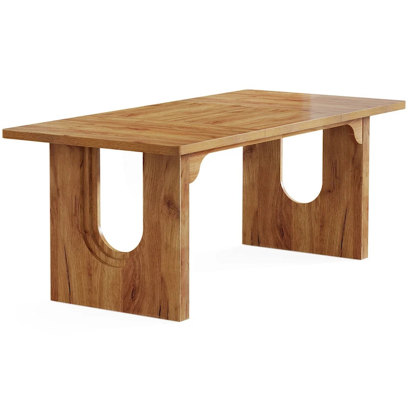 Table de salle à manger rectangulaire 70,89 cm pour 6 à 8 personnes, style moderne et épuré, en bois.