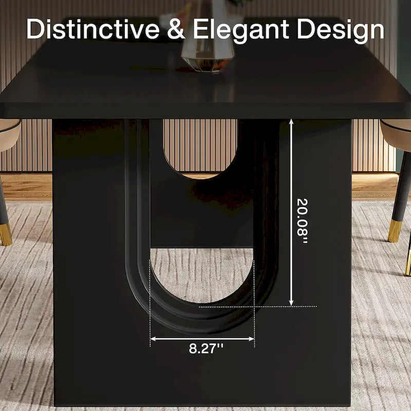 Table de salle à manger rectangulaire 70,89 cm pour 6 à 8 personnes, style moderne et épuré, en bois.