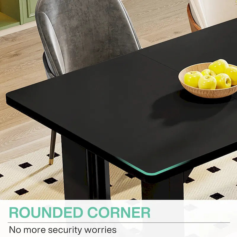 Table de salle à manger rectangulaire 70,89 cm pour 6 à 8 personnes, style moderne et épuré, en bois.