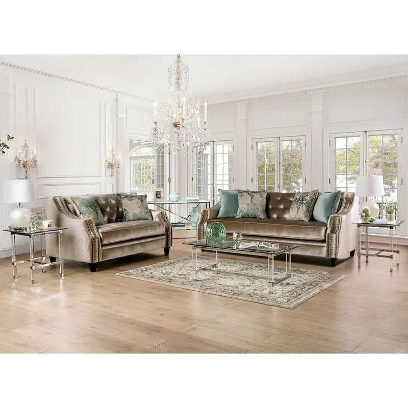 Canapé Vynn Transitional en chenille avec garniture cloutée, par Furniture of America