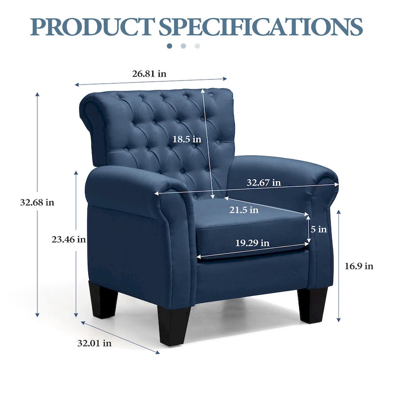 Fauteuil club confortable, canapé une place, siège d'intérieur avec accoudoirs et assise rembourrée