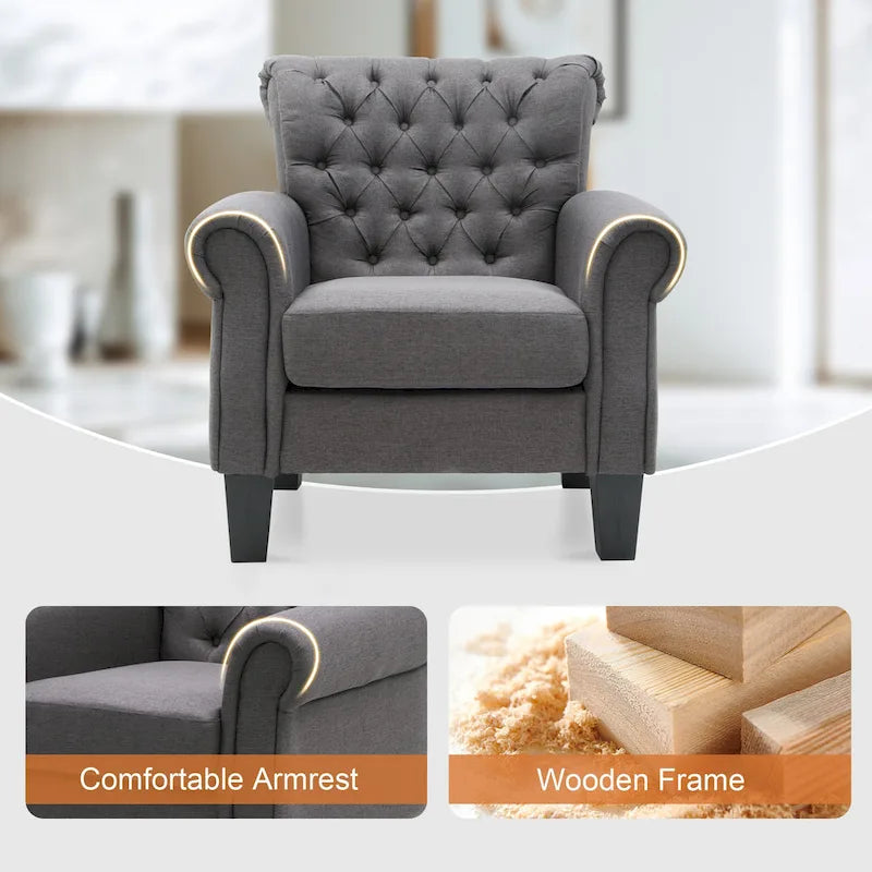 Fauteuil club confortable, canapé une place, siège d'intérieur avec accoudoirs et assise rembourrée