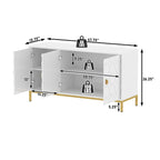 Buffet d'appoint Clihome à 3 portes, finition brillante, avec rangement multimédia.