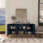 Buffet d'appoint Clihome à 3 portes, finition brillante, avec rangement multimédia.