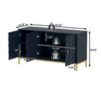 Buffet d'appoint Clihome à 3 portes, finition brillante, avec rangement multimédia.