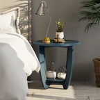 Table d'appoint rustique COZAYH avec étagère de rangement, style campagne française, ronde