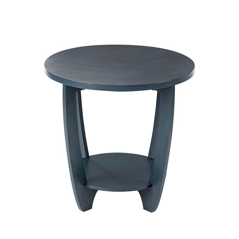 Table d'appoint rustique COZAYH avec étagère de rangement, style campagne française, ronde