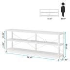 Table console extra longue et étroite de 70,8 cm, table d'appoint pour canapé ou entrée, avec 3 étagères de rangement
