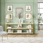 Table console extra longue et étroite de 70,8 cm, table d'appoint pour canapé ou entrée, avec 3 étagères de rangement