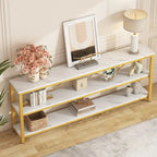 Table console extra longue et étroite de 70,8 cm, table d'appoint pour canapé ou entrée, avec 3 étagères de rangement