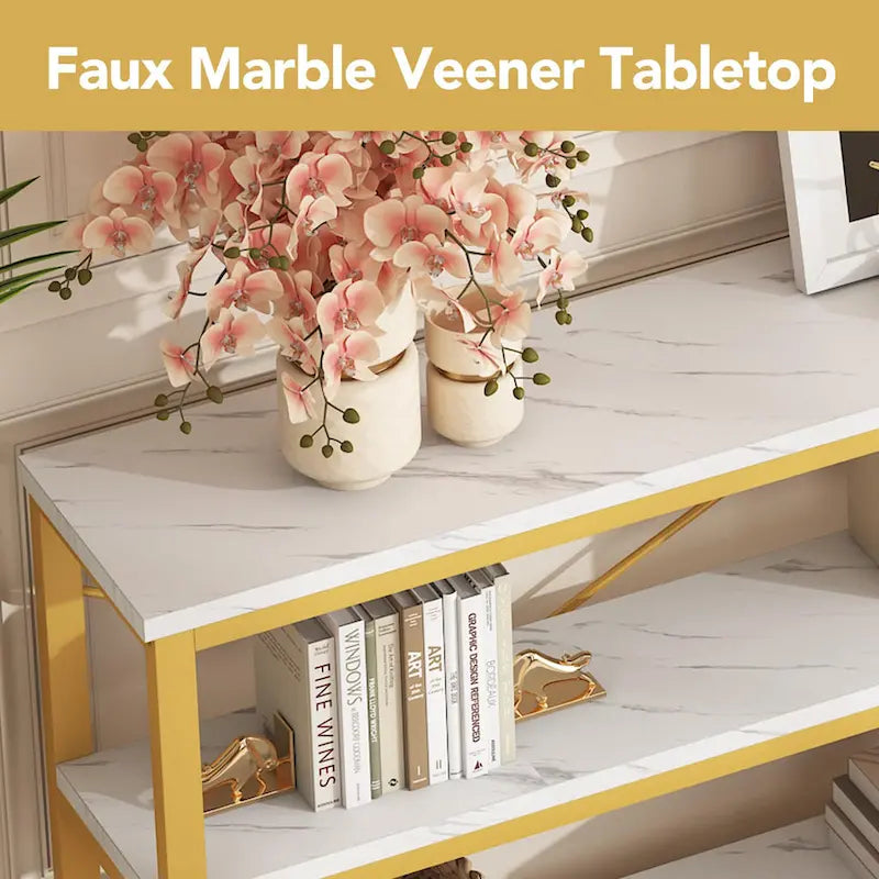 Table console extra longue et étroite de 70,8 cm, table d'appoint pour canapé ou entrée, avec 3 étagères de rangement