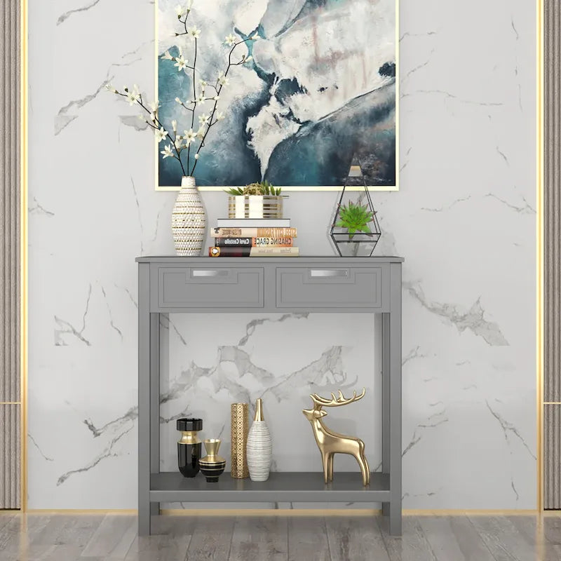 Console d'entrée avec 2 tiroirs et étagère inférieure