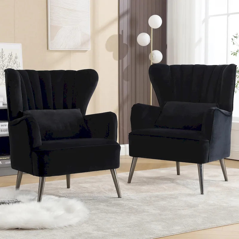 HOMYKA Fauteuil à oreilles moderne, ensemble de 2 fauteuils d'appoint rembourrés