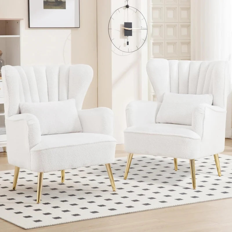 HOMYKA Fauteuil à oreilles moderne, ensemble de 2 fauteuils d'appoint rembourrés