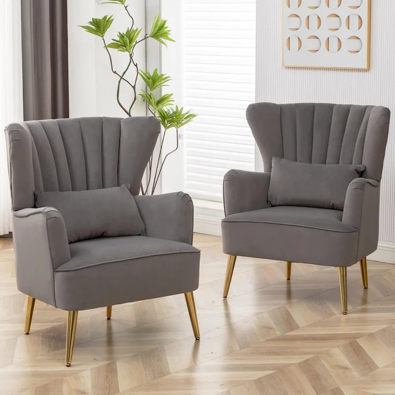 HOMYKA Fauteuil à oreilles moderne, ensemble de 2 fauteuils d'appoint rembourrés