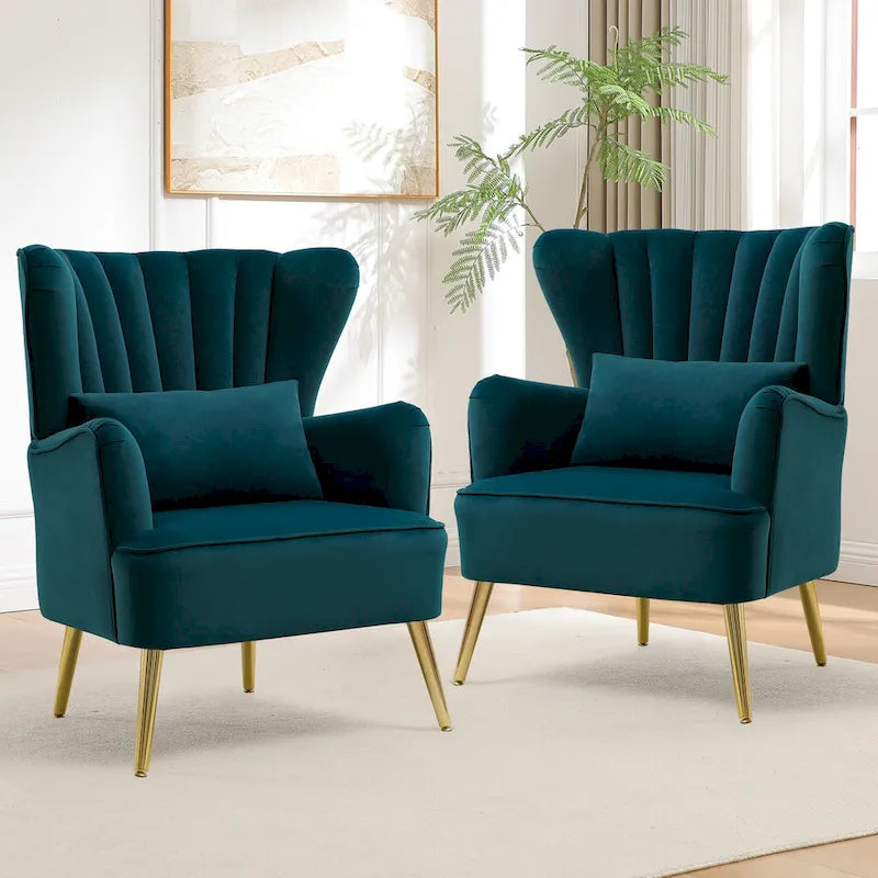 HOMYKA Fauteuil à oreilles moderne, ensemble de 2 fauteuils d'appoint rembourrés