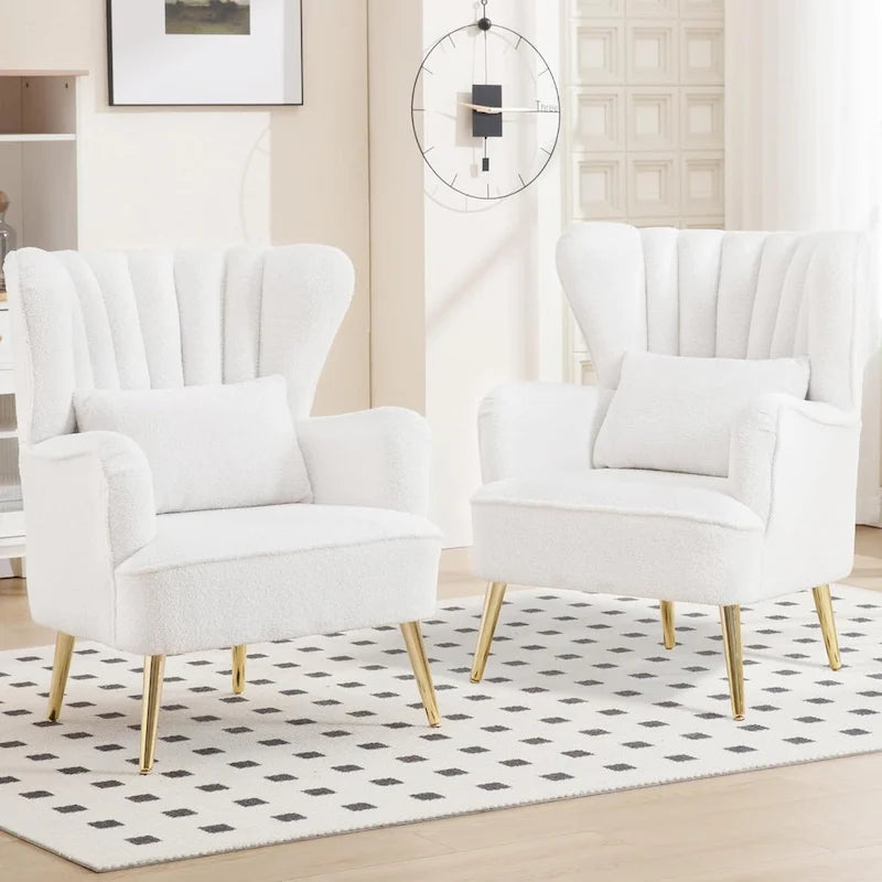 HOMYKA Fauteuil à oreilles moderne, ensemble de 2 fauteuils d'appoint rembourrés