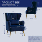 HOMYKA Fauteuil à oreilles moderne, ensemble de 2 fauteuils d'appoint rembourrés