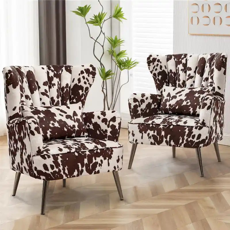 HOMYKA Fauteuil à oreilles moderne, ensemble de 2 fauteuils d'appoint rembourrés