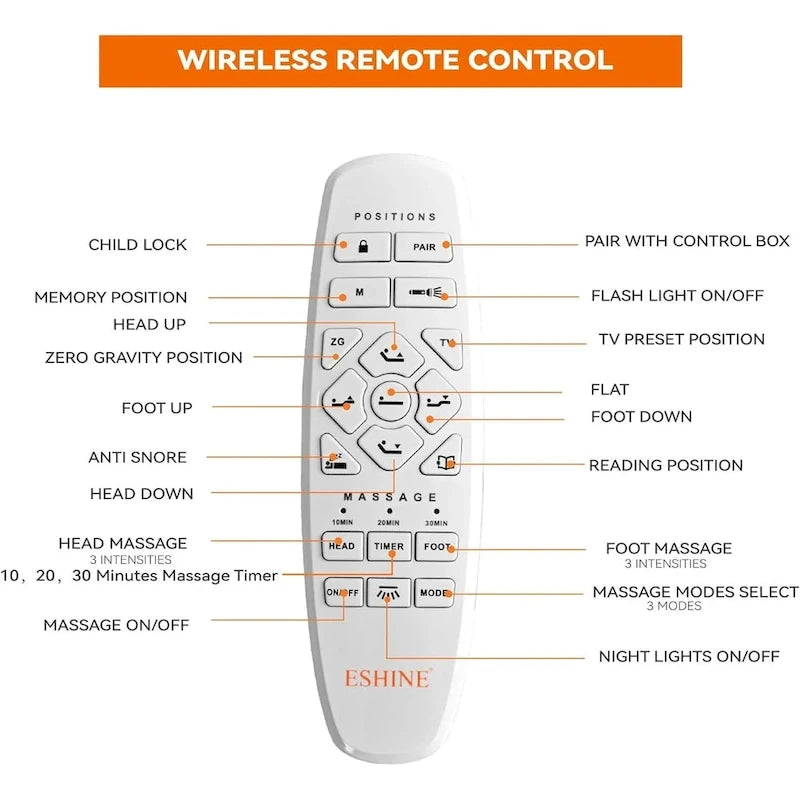 Cadre de lit ajustable ESHINE avec fonction massage