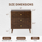 Table d'appoint cosy style milieu du siècle, à 4 pieds et tiroirs, motif nid d'abeille