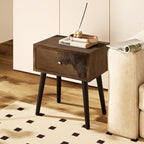 Table d'appoint cosy style milieu du siècle, à 4 pieds et tiroirs, motif nid d'abeille