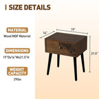 Table d'appoint cosy style milieu du siècle, à 4 pieds et tiroirs, motif nid d'abeille