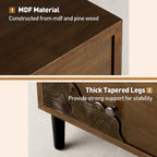 Table d'appoint cosy style milieu du siècle, à 4 pieds et tiroirs, motif nid d'abeille