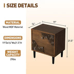 Table d'appoint cosy style milieu du siècle, à 4 pieds et tiroirs, motif nid d'abeille