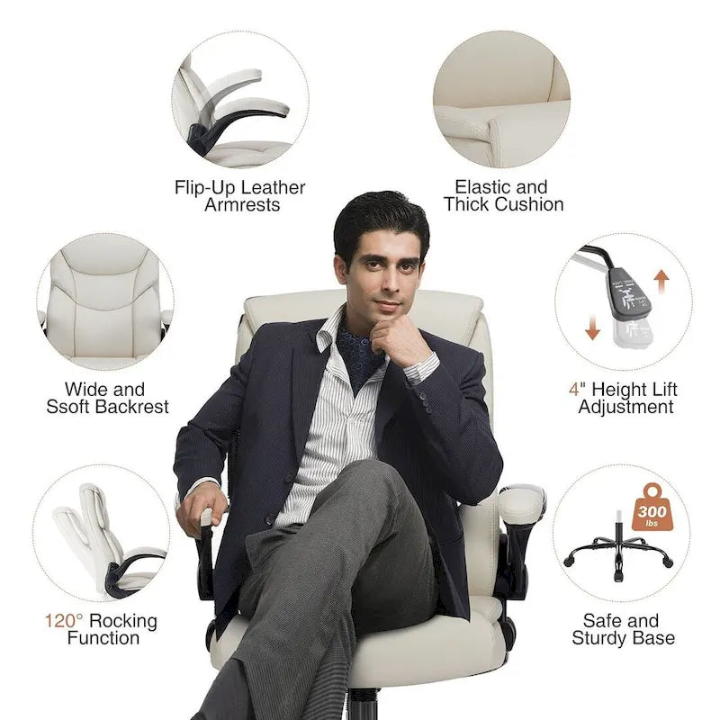 Chaise de bureau ergonomique de direction à dossier haut