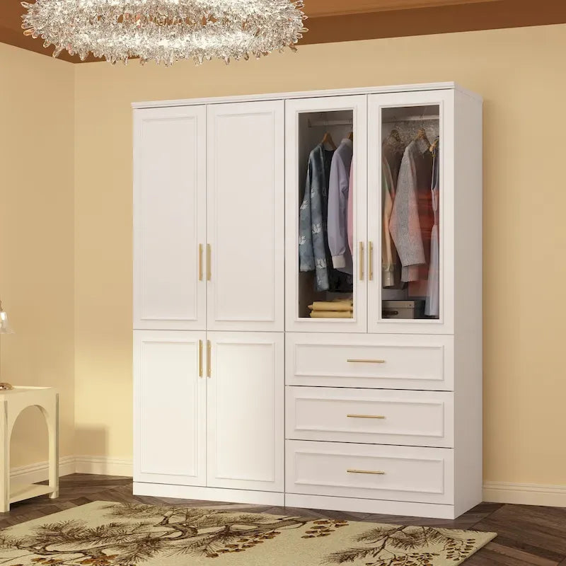 Armoire modulaire de rangement pour penderie et dressing, 74,8 cm de hauteur, blanche.