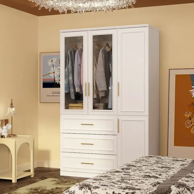 Armoire modulaire de rangement pour penderie et dressing, 74,8 cm de hauteur, blanche.