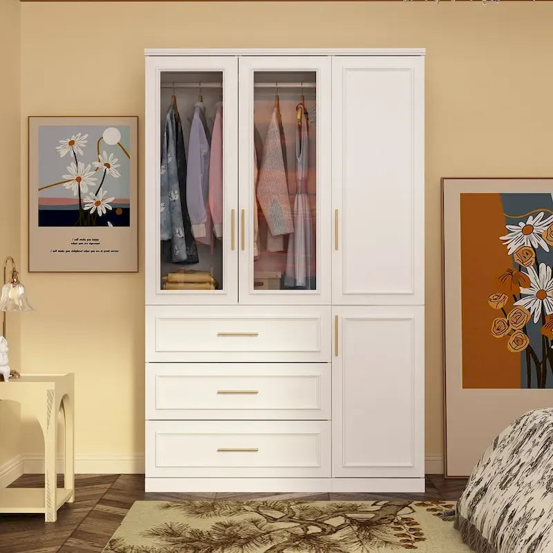 Armoire modulaire de rangement pour penderie et dressing, 74,8 cm de hauteur, blanche.