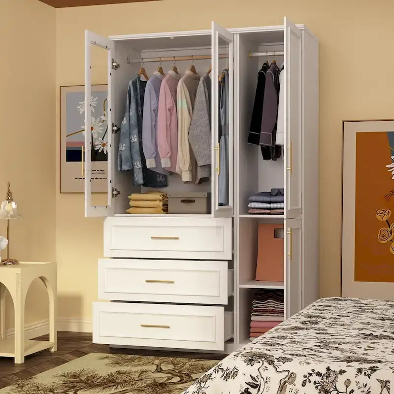 Armoire modulaire de rangement pour penderie et dressing, 74,8 cm de hauteur, blanche.