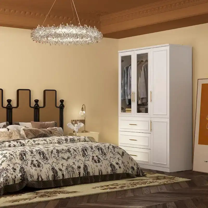 Armoire modulaire de rangement pour penderie et dressing, 74,8 cm de hauteur, blanche.