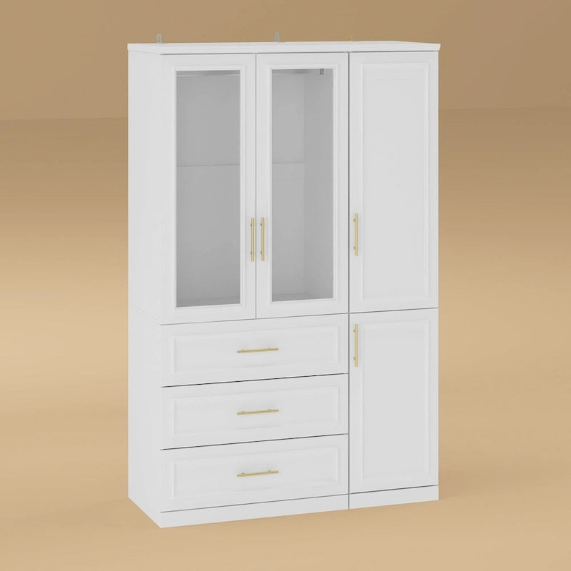 Armoire modulaire de rangement pour penderie et dressing, 74,8 cm de hauteur, blanche.