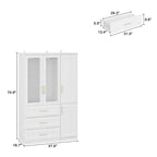 Armoire modulaire de rangement pour penderie et dressing, 74,8 cm de hauteur, blanche.