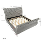 Lit traîneau capitonné en velours gris Evora de Roundhill Furniture