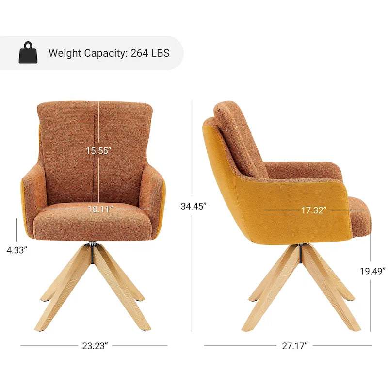 Chaise de bureau pivotante Art Leon style moderne du milieu du siècle