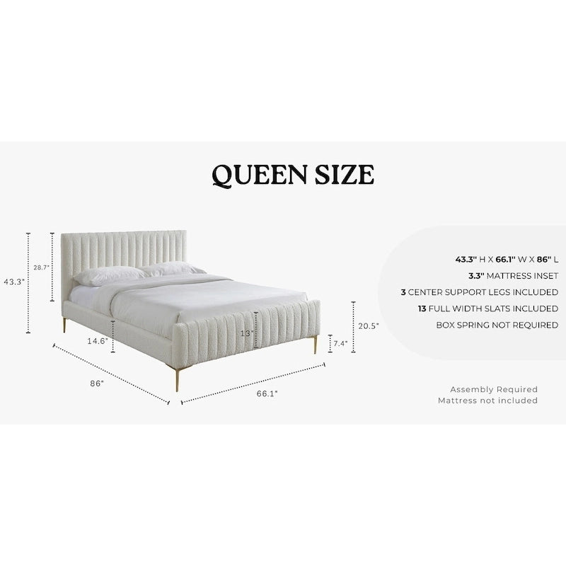Lit plateforme rembourré Julia d'Omax Decor avec tête de lit capitonnée et pieds dorés