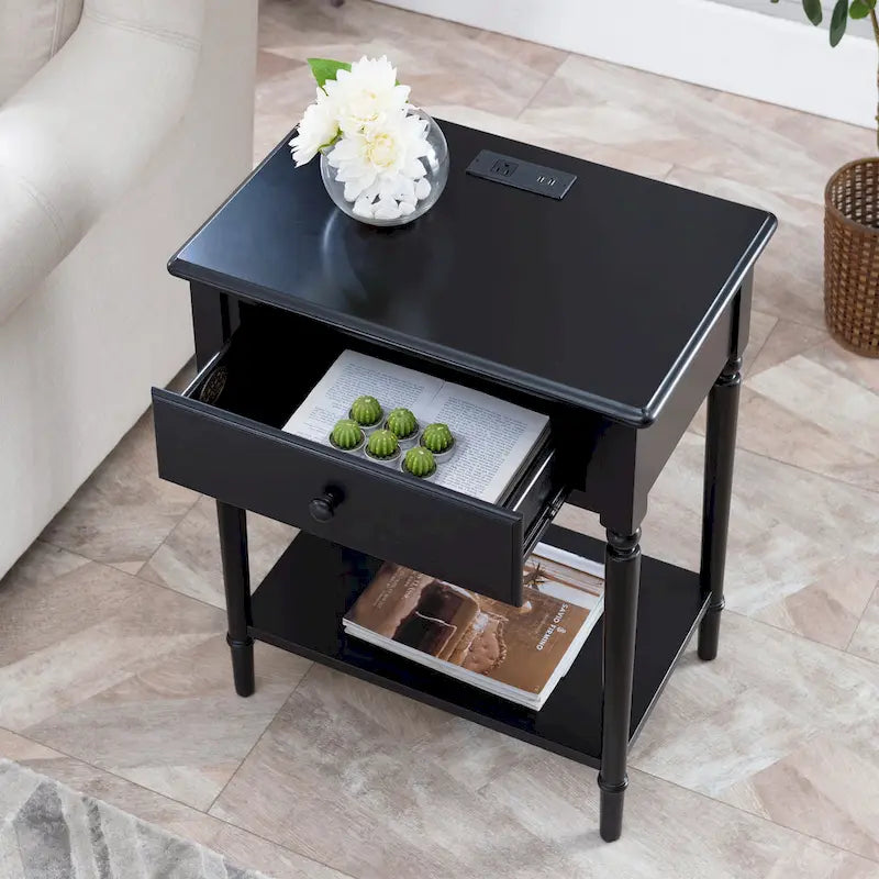 Table de chevet Coastal Charging à un tiroir