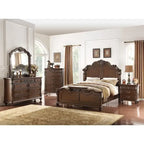 Lit en bois finition cerisier foncé