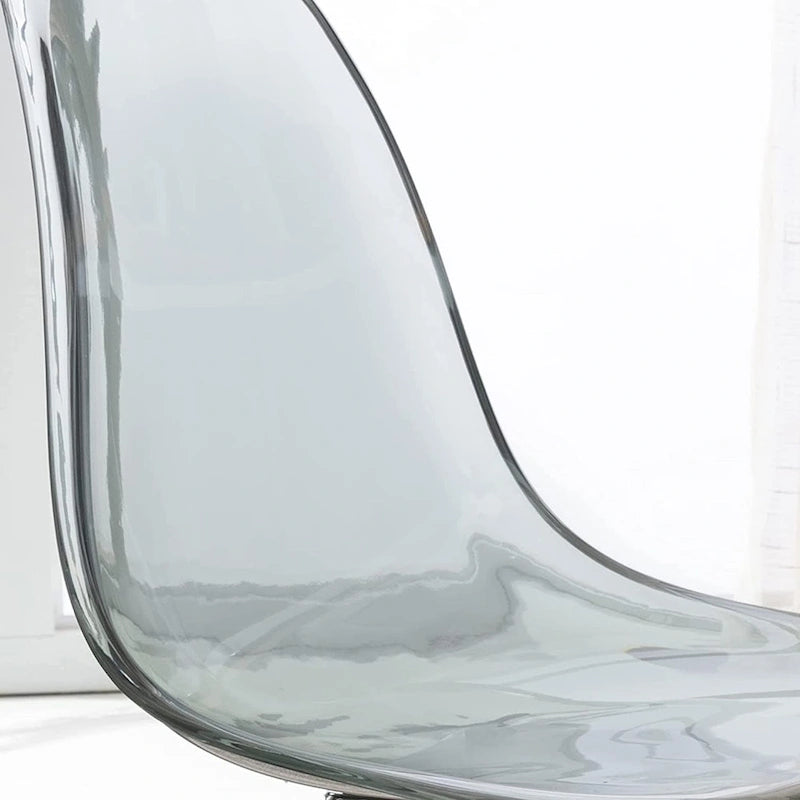 Chaise de bureau à roulettes pivotante en acrylique, sans accoudoirs et réglable en hauteur