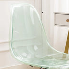 Chaise de bureau à roulettes pivotante en acrylique, sans accoudoirs et réglable en hauteur