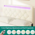 Lit plateforme Queen avec tête de lit rembourrée réglable et 4 tiroirs de rangement